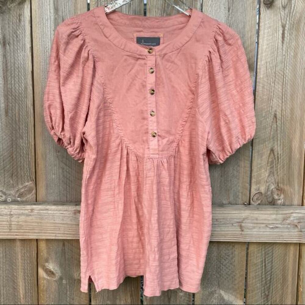 Anthropologie Blouse Pink Peasant Boho Small Pink Short Sleeves
